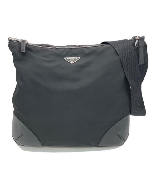 PRADA（プラダ）PRADA (プラダ) プレートロゴナイロンショルダーバッグ ブラックの古着・服飾アイテム