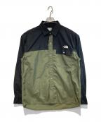 THE NORTH FACEザ ノース フェイス）の古着「L/S Nuptse Shirt」｜ブラック×カーキ