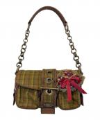 PRADAプラダ）の古着「Tweed handbag」｜ブラウン×グリーン