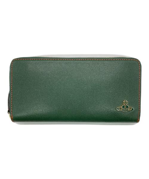 Vivienne Westwood（ヴィヴィアンウエストウッド）Vivienne Westwood (ヴィヴィアンウエストウッド) オーブロゴラウンドジップウォレット グリーンの古着・服飾アイテム