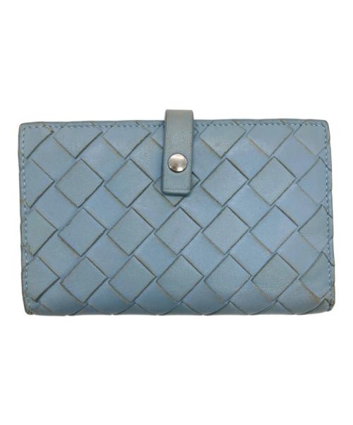 BOTTEGA VENETA（ボッテガベネタ）BOTTEGA VENETA (ボッテガベネタ) マキシイントレチャート2つ折り財布 スカイブルーの古着・服飾アイテム