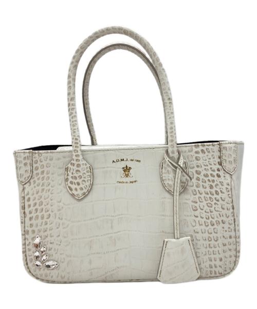 A.D.M.J.（エーディーエムジェイ）A.D.M.J. (エーディーエムジェイ) ヒマラヤクロコ型押し2WAYマイクロトートショルダーバッグ ホワイトの古着・服飾アイテム