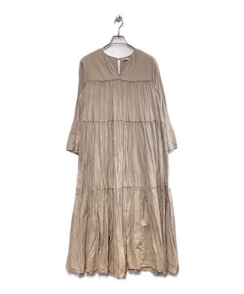 ne quittez pas（ヌキテパ）ne quittez pas (ヌキテパ) コットンボイルティアードワンピース ベージュ サイズ:Mの古着・服飾アイテム