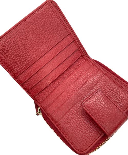 GUCCI（グッチ）GUCCI (グッチ) GGキャンバスミニウォレット ブラウン×レッドの古着・服飾アイテム