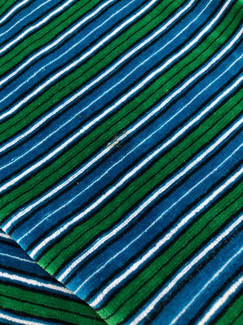 maison kitsune（メゾンキツネ）maison kitsune (メゾンキツネ) STRIPED VELVET LONG SLEEVES TEE-SHIRT ブルー×グリーン サイズ:Mの古着・服飾アイテム