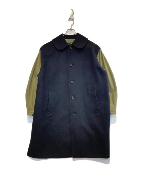 JUNYA WATANABE COMME des GARCONS（(ジュンヤワタナベ コムデギャルソン）JUNYA WATANABE COMME des GARCONS ((ジュンヤワタナベ コムデギャルソン) 異素材ドッキング丸襟コート ネイビー×オリーブ サイズ:Sの古着・服飾アイテム