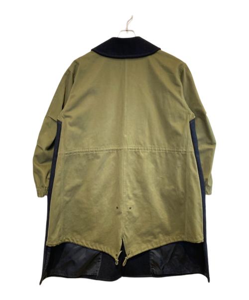 JUNYA WATANABE COMME des GARCONS（(ジュンヤワタナベ コムデギャルソン）JUNYA WATANABE COMME des GARCONS ((ジュンヤワタナベ コムデギャルソン) 異素材ドッキング丸襟コート ネイビー×オリーブ サイズ:Sの古着・服飾アイテム