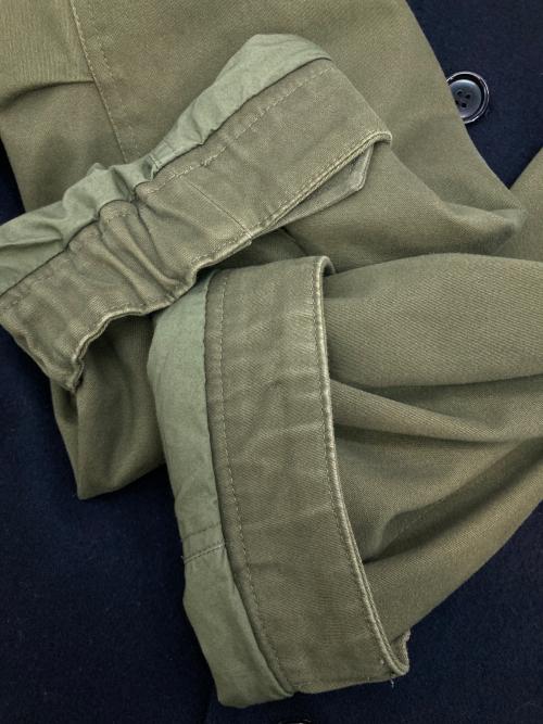 JUNYA WATANABE COMME des GARCONS（(ジュンヤワタナベ コムデギャルソン）JUNYA WATANABE COMME des GARCONS ((ジュンヤワタナベ コムデギャルソン) 異素材ドッキング丸襟コート ネイビー×オリーブ サイズ:Sの古着・服飾アイテム