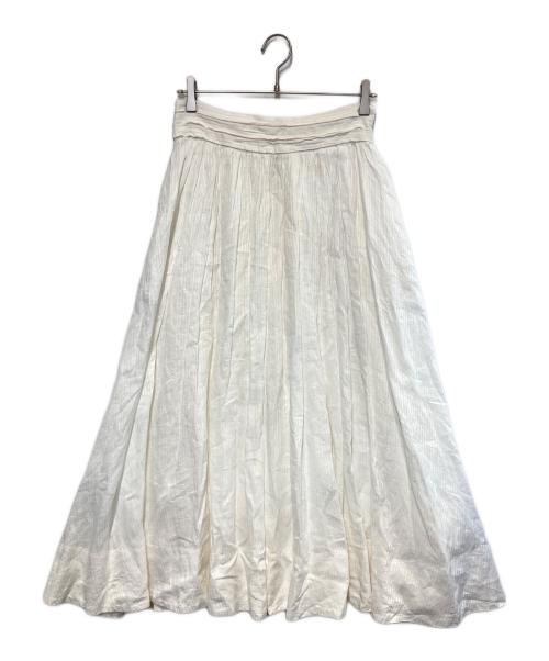 ebure（エブール）ebure (エブール) リネンギャザースカート ホワイト サイズ:38の古着・服飾アイテム