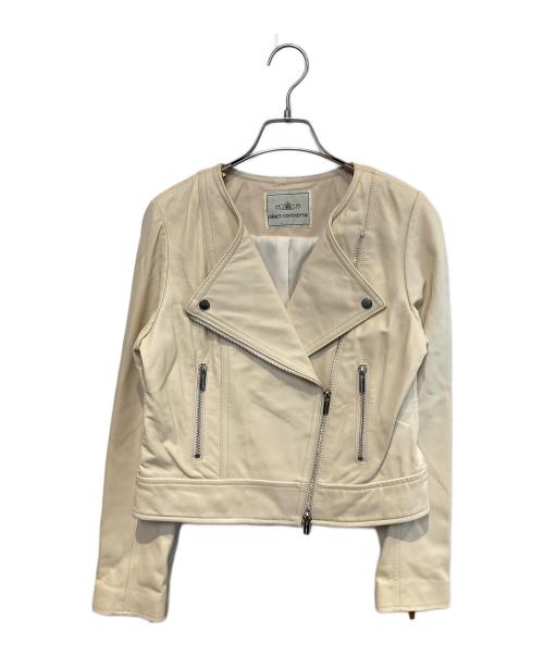 GRACE CONTINENTAL（（グレースコンチネンタル）GRACE CONTINENTAL (（グレースコンチネンタル) レザーノーカラーライダースジャケット アイボリー サイズ:36の古着・服飾アイテム