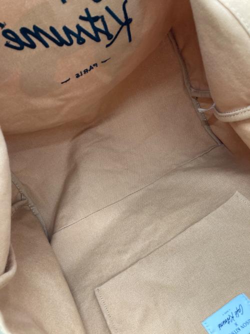 maison kitsune（メゾンキツネ）MAISON KITSUNE (メゾンキツネ) Cafe Kitsune (カフェ キツネ) ダブルキャリー2WAY トート ブラウンの古着・服飾アイテム