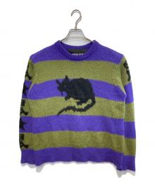 MARC JACOBS×STRAY RATS（マークジェイコブス×ステイラッツ）の古着「ボーダーニット」｜パープル×グリーン