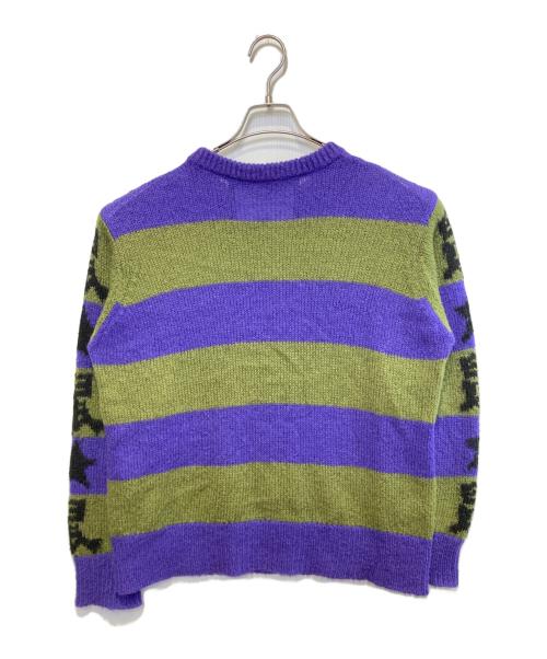 MARC JACOBS（マークジェイコブス）MARC JACOBS (マークジェイコブス) STRAY RATS (ステイラッツ) ボーダーニット パープル×グリーン サイズ:Mの古着・服飾アイテム