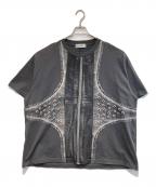 I.mdelusionアイムデルーション）の古着「Printed Leather Cross Vintage Washed Tee」｜グレー