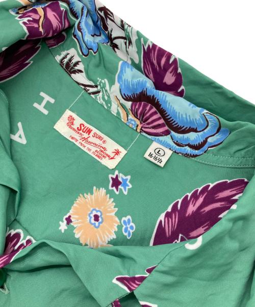 Sun Surf（サンサーフ）Sun Surf (サンサーフ) S/S RAYON HAWAIIAN SHIRT グリーン サイズ:Lの古着・服飾アイテム