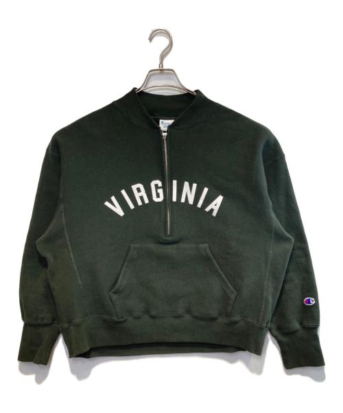 Champion REVERSE WEAVE（チャンピオン リバース ウィーブ）Champion REVERSE WEAVE (チャンピオン リバース ウィーブ) FRAMeWORK (フレームワーク) 別注11.5OZロゴハーフジップ ブラック サイズ:Mの古着・服飾アイテム