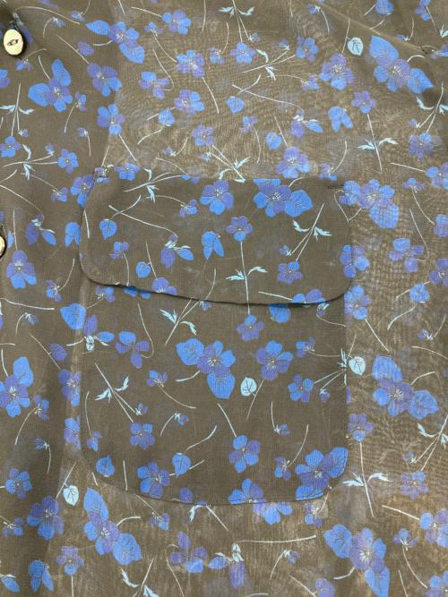 Needles（ニードルズ）Needles (ニードルズ) Classic Shirt -Poly Chiffon Floral Printed ブラック×ブルー サイズ:Lの古着・服飾アイテム