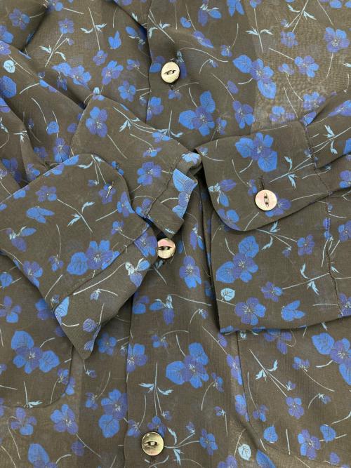 Needles（ニードルズ）Needles (ニードルズ) Classic Shirt -Poly Chiffon Floral Printed ブラック×ブルー サイズ:Lの古着・服飾アイテム