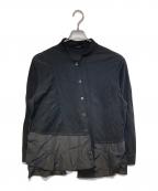 m mefuメフウ）の古着「ドッキングスタンドカラーシャツ」｜ブラック