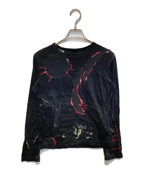 Y's（ワイズ）Y's (ワイズ) ロングスリーブカットソー ブラック×レッド サイズ:2の古着・服飾アイテム