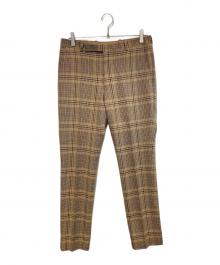AURALEE（オーラリー）の古着「WOOL SERGE CHECK NARROW SLACKS」｜ブラウン