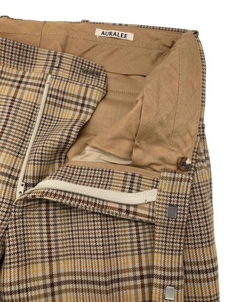 AURALEE（オーラリー）AURALEE (オーラリー) WOOL SERGE CHECK NARROW SLACKS ブラウン サイズ:4の古着・服飾アイテム
