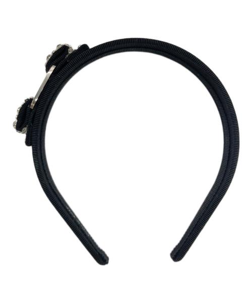 Ferragamo（フェラガモ）Ferragamo (フェラガモ) ヴァラリボンクリスタルカチューシャ ブラックの古着・服飾アイテム