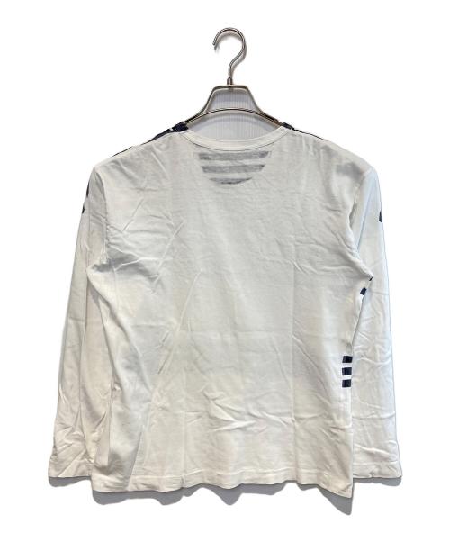 PLAY COMME des GARCONS（プレイコムデギャルソン）PLAY COMME des GARCONS (プレイコムデギャルソン) ロングスリーブカットソー ホワイト×ネイビー サイズ:Lの古着・服飾アイテム