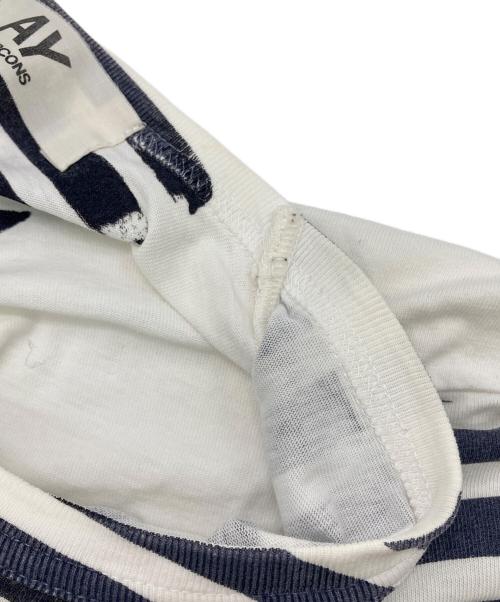 PLAY COMME des GARCONS（プレイコムデギャルソン）PLAY COMME des GARCONS (プレイコムデギャルソン) ロングスリーブカットソー ホワイト×ネイビー サイズ:Lの古着・服飾アイテム