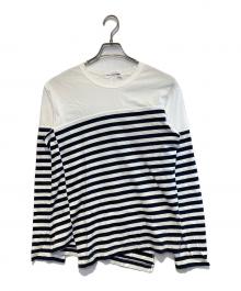 COMME des GARCONS SHIRT（コムデギャルソンシャツ）の古着「ボーダーL/Sカットソー」｜ホワイト×ネイビー