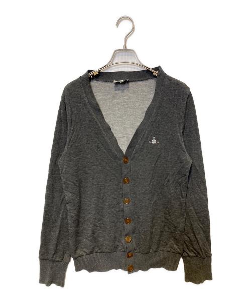 Vivienne Westwood man（ヴィヴィアン ウェストウッド マン）Vivienne Westwood man (ヴィヴィアン ウェストウッド マン) オーブ刺繍Vネックカーディガン グレー サイズ:44の古着・服飾アイテム