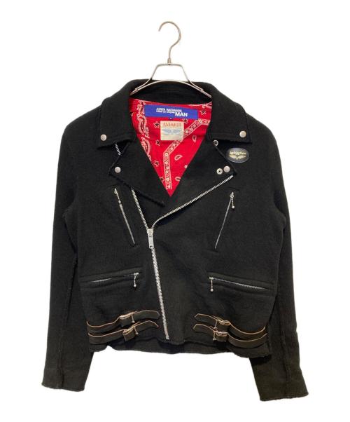 COMME des GARCONS JUNYA WATANABE MAN（コム デ ギャルソン ジュンヤ ワタナベ マン）COMME des GARCONS JUNYA WATANABE MAN (コム デ ギャルソン ジュンヤ ワタナベ マン) Lewis Leathers (ルイスレザース) ウールライダースジャケット ブラック サイズ:Ｍの古着・服飾アイテム