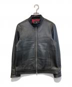 MEN'S BIGIメンズビギ）の古着「ラムレザーシングルライダースジャケット」｜ブラック