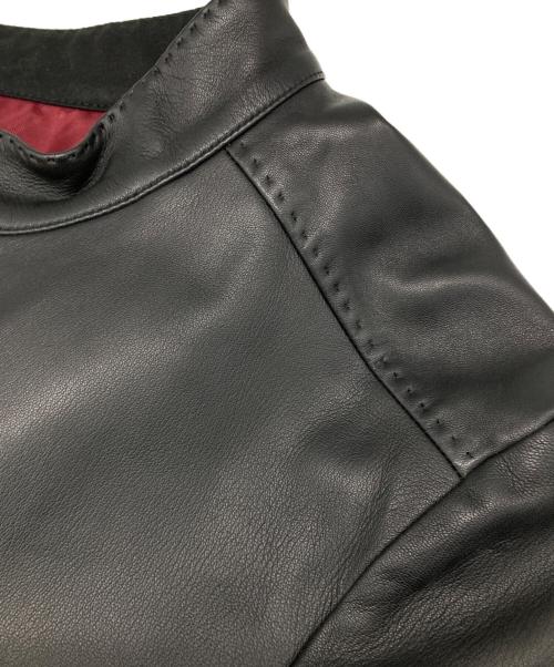 MEN'S BIGI（メンズビギ）MEN'S BIGI (メンズビギ) ラムレザーシングルライダースジャケット ブラック サイズ:Lの古着・服飾アイテム