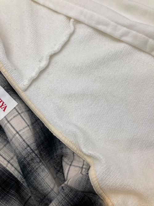 KAMIYA（カミヤ）KAMIYA (カミヤ) Distressed Hooded Check Shirts ブラック×ホワイト サイズ:Sの古着・服飾アイテム