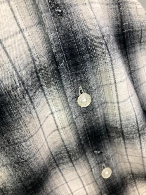 KAMIYA（カミヤ）KAMIYA (カミヤ) Distressed Hooded Check Shirts ブラック×ホワイト サイズ:Sの古着・服飾アイテム