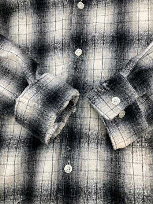 KAMIYA（カミヤ）KAMIYA (カミヤ) Distressed Hooded Check Shirts ブラック×ホワイト サイズ:Sの古着・服飾アイテム