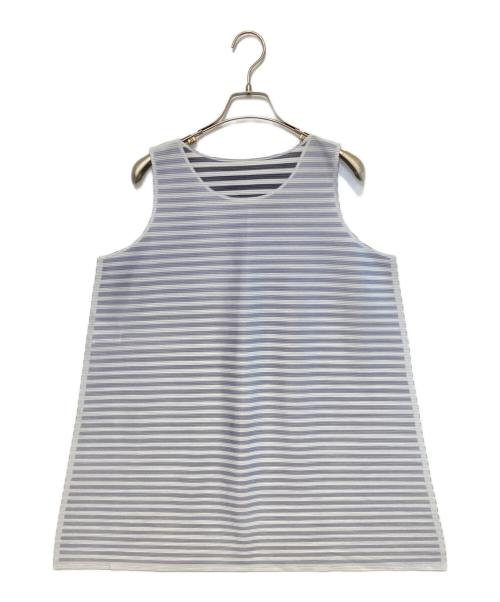 PLEATS PLEASE（プリーツプリーズ）PLEATS PLEASE (プリーツプリーズ) ノースリーブプリーツカットソー グレー×ブラック サイズ:Freeの古着・服飾アイテム