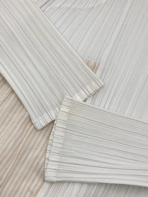 PLEATS PLEASE（プリーツプリーズ）PLEATS PLEASE (プリーツプリーズ) プリーツブラウス ベージュ×ホワイト サイズ:3の古着・服飾アイテム