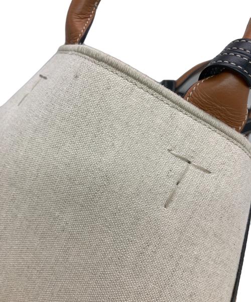 TOD'S（トッズ）TOD'S (トッズ) ダブルアップレザー＆キャンバストートバッグ ミディアム ベージュの古着・服飾アイテム