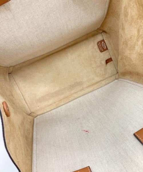 TOD'S（トッズ）TOD'S (トッズ) ダブルアップレザー＆キャンバストートバッグ ミディアム ベージュの古着・服飾アイテム