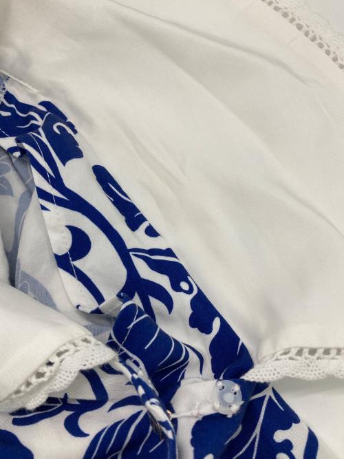 Tnewties（トゥエンティーズ）Tnewties (トゥエンティーズ) 見て！カナリアだ！セーラーカラーシノワズリブラウス ホワイト×ブルー サイズ:Lの古着・服飾アイテム