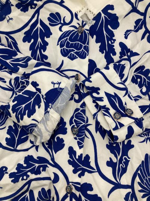 Tnewties（トゥエンティーズ）Tnewties (トゥエンティーズ) 見て！カナリアだ！セーラーカラーシノワズリブラウス ホワイト×ブルー サイズ:Lの古着・服飾アイテム