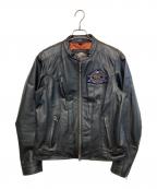 HARLEY-DAVIDSONハーレーダビッドソン）の古着「レザーライダースジャケット」｜ブラック