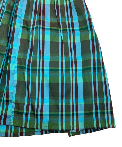 sara mallika（サラマリカ）sara mallika (サラマリカ) Poly Taffeta Shirring Skirt グリーン×ブラウン サイズ:S 未使用品の古着・服飾アイテム