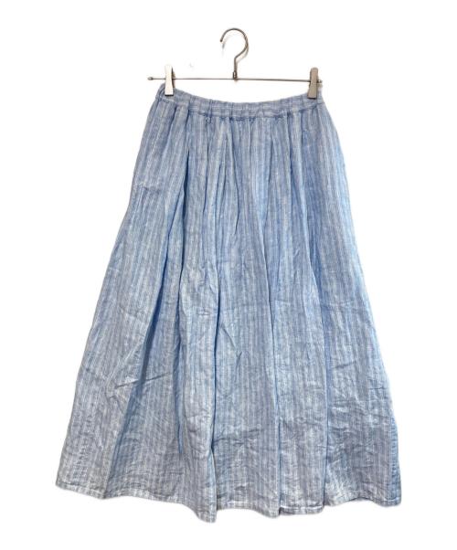 KAGURE（カグレ）KAGURE (カグレ) リネンストライプスカート ブルー サイズ:Fの古着・服飾アイテム