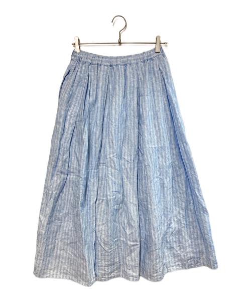 KAGURE（カグレ）KAGURE (カグレ) リネンストライプスカート ブルー サイズ:Fの古着・服飾アイテム