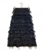 foufouフーフー ザドレス）の古着「tulle lace black tiered skirt」｜ブラック