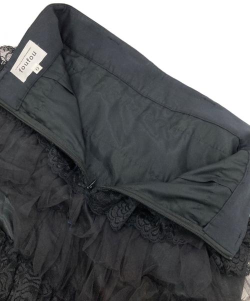 foufou（フーフー）foufou (フーフー ザドレス) tulle lace black tiered skirt ブラックの古着・服飾アイテム