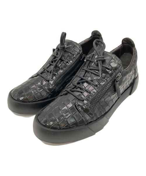 GIUSEPPE ZANOTTI（ジュゼッペザノッティ）GIUSEPPE ZANOTTI (ジュゼッペザノッティ) Frankie ダブルジップローカットスニーカー ブラック サイズ:45の古着・服飾アイテム